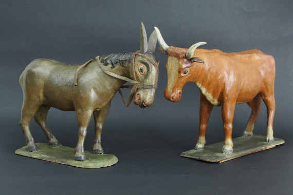 Krippenfiguren, Esel und Ochse